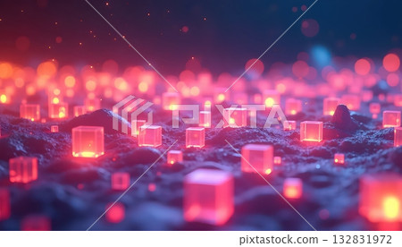 Vivid Pastel Glow Enhancing Digital Symmetry and Light Flow 132831972