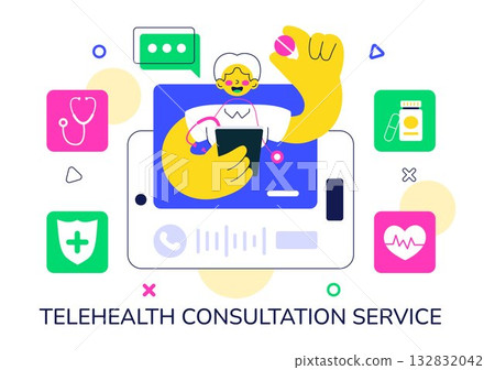 Telehealth Consultation Service Vector Illustration Featuring the Practice of using Technology to Provide Remote Health Services on Mobile Device Telehealth Consultation Service Vector Illustration Featuring the Practice of using Technology to Provide Remote Health Services on Mobile Device 132832042
