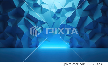 Futuristic Abstract Prisms Illuminated by Gentle Cold Light 132832306
