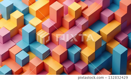 Playful Multicolor Geometry Creating Abstract Modern Wall Texture 132832429
