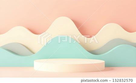 Minimal Peach Mint and Rose Wavy Pastel 3D Scene Minimal Peach Mint and Rose Wavy Pastel 3D Scene 132832570