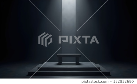 Modern Dark Presentation Stage with Subtle Spotlight and Elegant Tone 132832690