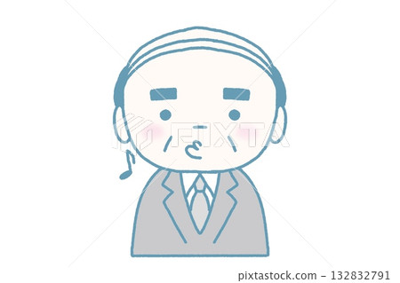 The facial expression of a man in a suit whistling The facial expression of a man in a suit whistling 132832791