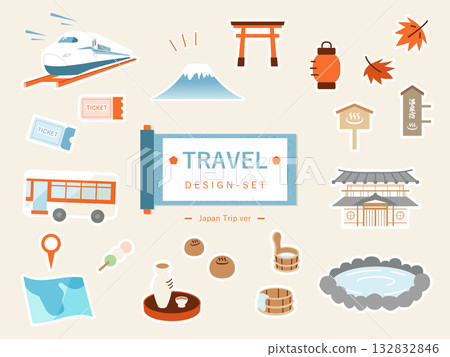 Travel and outdoor illustration set 1 132832846