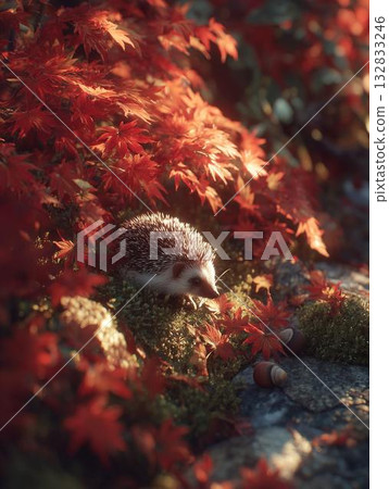 Autumn path and hedgehog 132833246