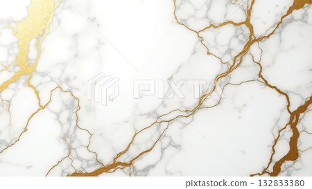 Elegant White Marble with Golden Veins for Luxurious Design Use Elegant White Marble with Golden Veins for Luxurious Design Use 132833380