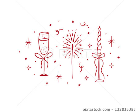 Hand drawn holiday greeting card 132833385