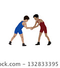 摔角運動員握手插圖 132833395