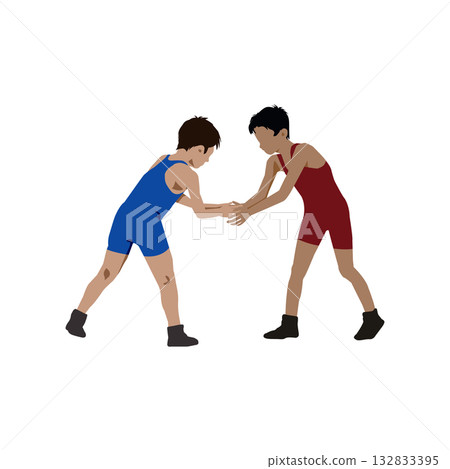 Wrestling players shaking hands illustration 132833395