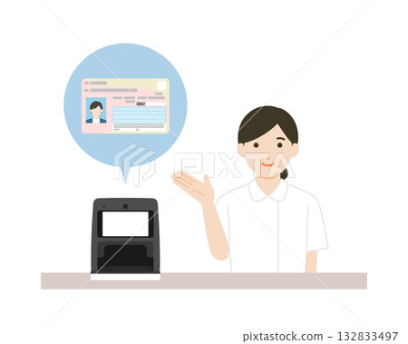 A nurse guiding customers through the My Number Card reception desk A nurse guiding customers through the My Number Card reception desk 132833497