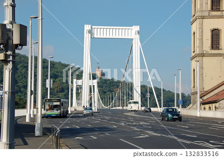 Hungary, early morning, Erzsébet Bridge, photo taken on September 5, 2010 Hungary, early morning, Erzsébet Bridge, photo taken on September 5, 2010 132833516
