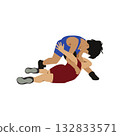 摔角運動員搏鬥的扁平化插圖 132833571
