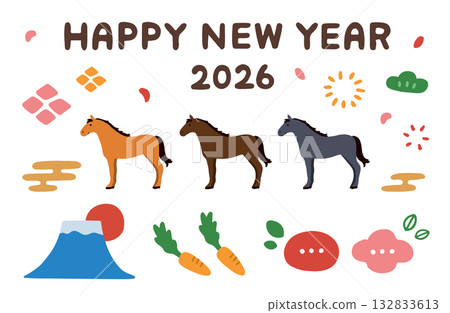 2026年新年插畫素材包 132833613
