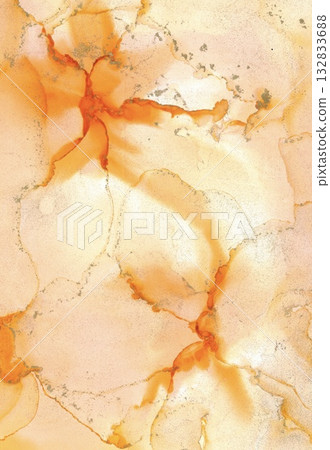 Alcohol ink art background abstract orange 132833688