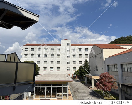 大學校園在藍天的襯托下熠熠生輝 132833729