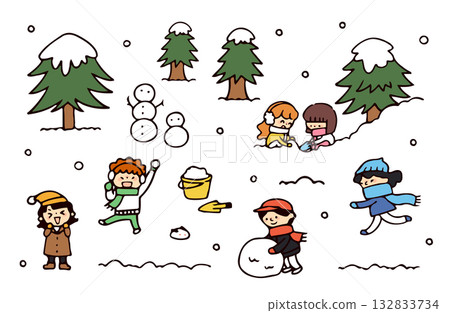 Snow and children's illustration Snow and children's illustration 132833734