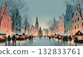 Snowy Christmas market scene 132833761