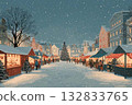 Snowy Christmas market scene 132833765