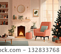 Christmas room with fireplace 132833768