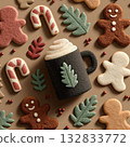 Christmas cookies and hot drinks 132833772