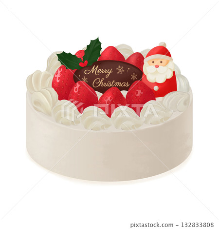 Strawberry Christmas cake illustration 132833808