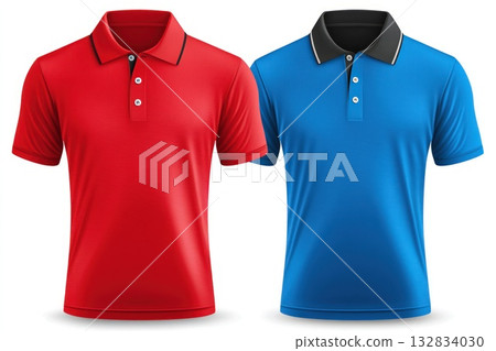 Blank sportswear polo creating concept for team uniform, corporate identity  132834030