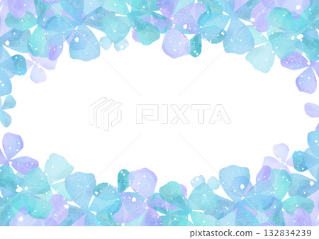 水彩藍紫色花框插圖 132834239