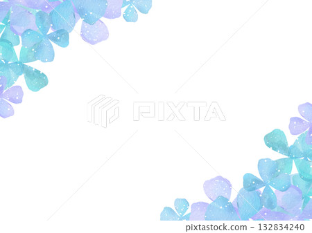 水彩藍紫色花框插圖 132834240