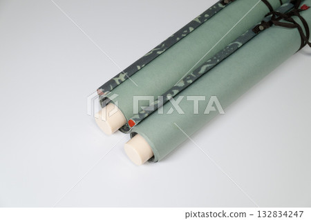 淡綠色掛軸特寫 132834247