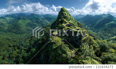 Image of ancient ruins on the mountaintop 132834273