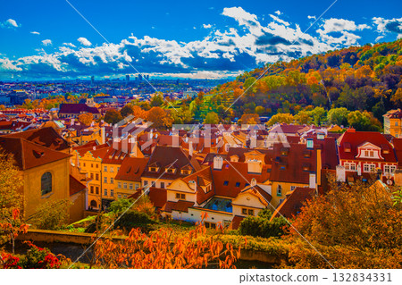 從捷克克魯姆洛夫山上俯瞰捷克克魯姆洛夫 132834331