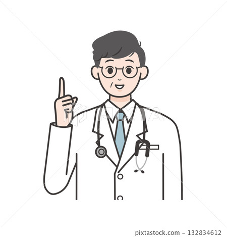 圖解：一位男醫生指著講解 132834612