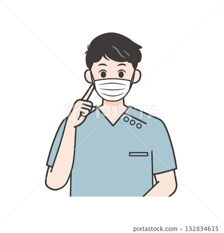 Illustration of a male nurse asking a patient to wear a mask Illustration of a male nurse asking a patient to wear a mask 132834615