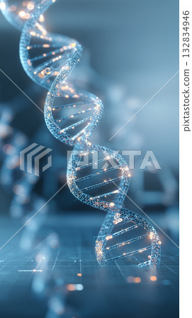 DNA雙螺旋結構圖 | 生命科學與生物技術的象徵性視覺圖像 DNA雙螺旋結構圖 | 生命科學與生物技術的象徵性視覺圖像 132834946