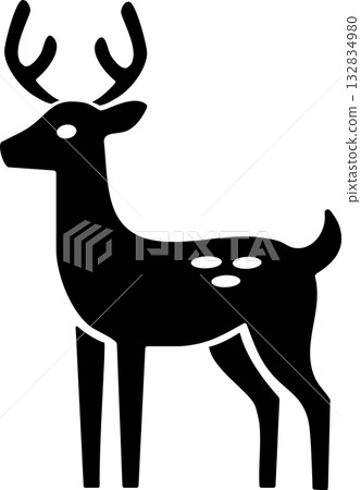 簡單的鹿輪廓，向量圖 132834980