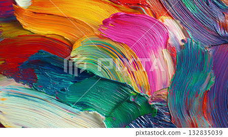 Energetic abstract art background in primary colors | Bold color palette highlights painted texture Energetic abstract art background in primary colors | Bold color palette highlights painted texture 132835039