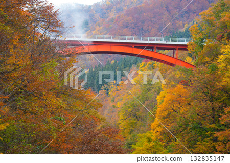 Oyasukyo Gorge Great Fountain Promenade in Autumn 132835147
