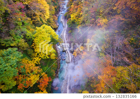 Oyasukyo Gorge Great Fountain Promenade in Autumn 132835166