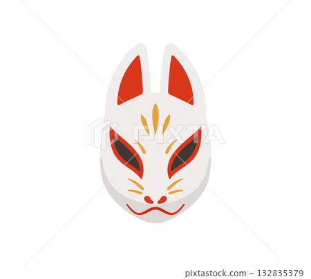 狐狸面具,平面插圖 狐狸面具,平面插圖 132835379