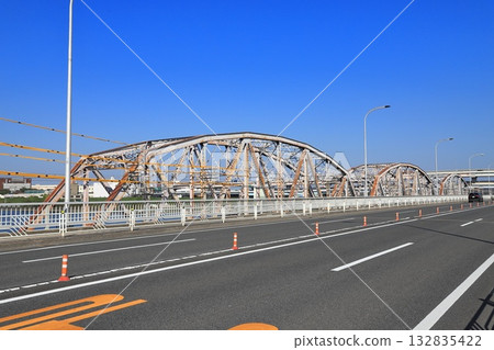 Horikiri Bridge seen from the Yanagihara side of Adachi Ward Horikiri Bridge seen from the Yanagihara side of Adachi Ward 132835422