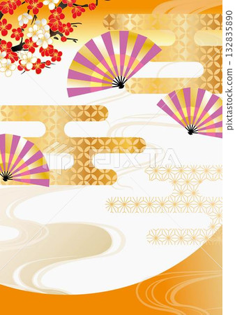 New Year's material Beautiful Japanese pattern background material 132835890