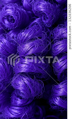 Curly Hair Texture. Vibrant Purple Curly Locks 132836206