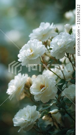 Elegant white roses - a material that conveys a sense of cleanliness and luxury 132836212