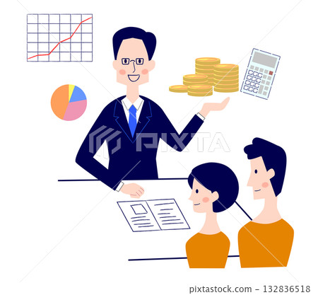 A couple receiving advice on asset management from a financial planner 132836518