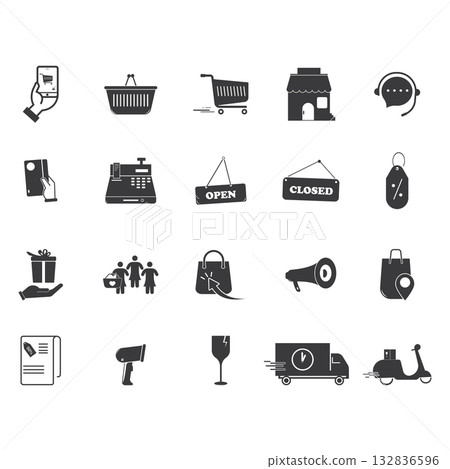 Set of black shopping icons 132836596