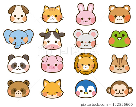 Cute animal face icon set 1 Cute animal face icon set 1 132836600