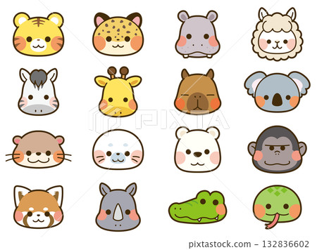 Cute animal face icon set 3 Cute animal face icon set 3 132836602