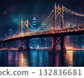 夜晚燈光璀璨的橋樑真美 132836681