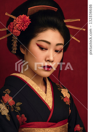 身著和服的女子－藝妓的形象 132836686