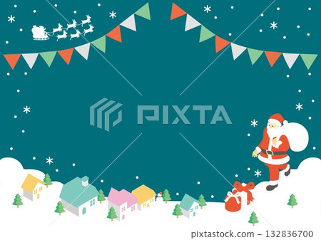 Isometric cityscape and Santa Claus Christmas frame material Isometric cityscape and Santa Claus Christmas frame material 132836700